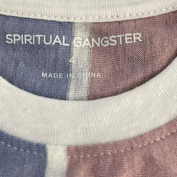 Spiritual Gangster Peace Classic Tee Multicolor Striped Design Size 4 - Picture 5 of 5